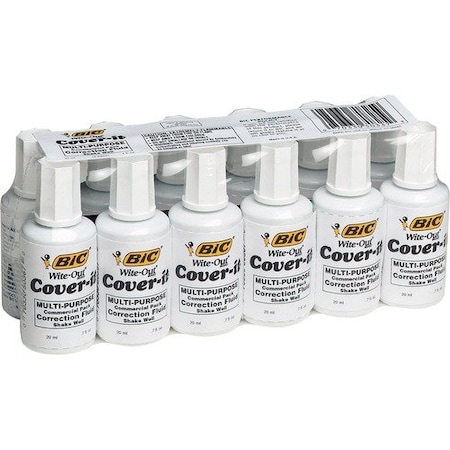 Bic Correction Fluid, Fast-Drying, 20 ml, 1 White, 12PK BICWOC12WEDZ